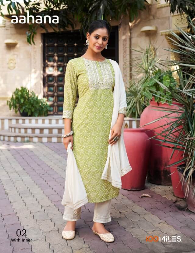 100Miles Aahana Kurti Pant Dupatta Set Catalog In Wholesale Price. Purchase Full Catalog of 100Miles Aahana In Wholesale Price Online