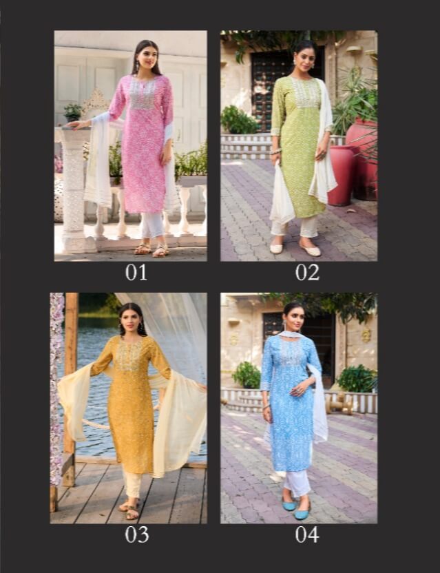 100Miles Aahana Kurti Pant Dupatta Set Catalog In Wholesale Price. Purchase Full Catalog of 100Miles Aahana In Wholesale Price Online