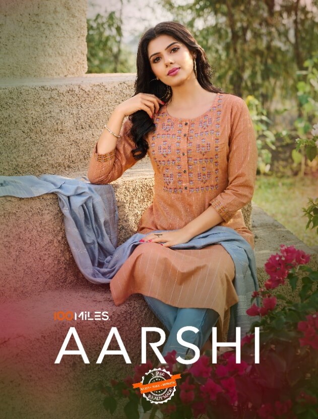 100Miles Aarshi Kurti Pant Dupatta Set Catalog In Wholesale Price