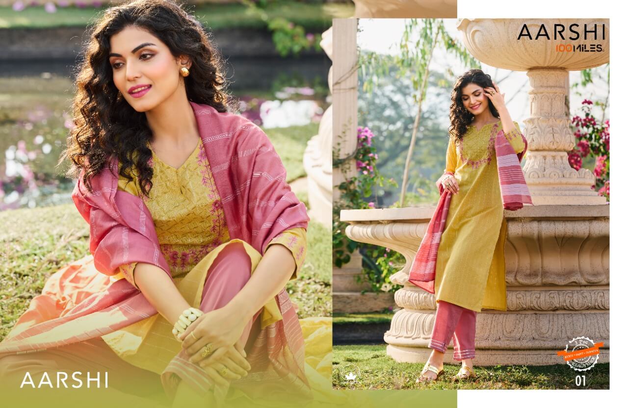 100Miles Aarshi Kurti Pant Dupatta Set Catalog In Wholesale Price. Purchase Full Catalog of 100miles Aarshi In Wholesale price Online