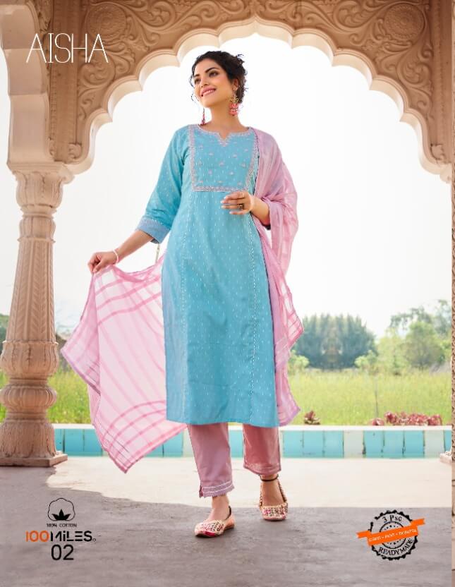 100Miles Aisha Cotton Kurti Pant Dupatta Set Wholesale Catalog, Buy Full Catalog of 100Miles Aisha Cotton Kurti Pant Dupatta Set At Wholesale Price