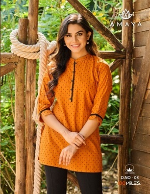 100Miles Amaya Short Cotton Kurtis wholesale catalog, Buy Full catalog of 100Miles Amaya Short Cotton Kurtis At wholesale Price