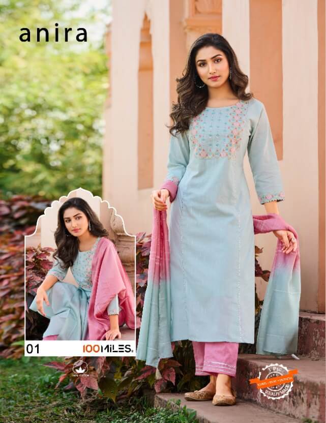 100Miles Anira Kurti Pant Dupatta Set Wholesale Catalog, Buy Full Catalog of 100Miles Anira Kurti Pant Dupatta Set At Wholesale Price