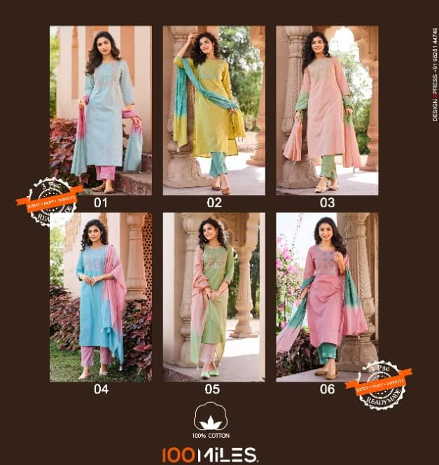 100Miles Anira Kurti Pant Dupatta Set Wholesale Catalog, Buy Full Catalog of 100Miles Anira Kurti Pant Dupatta Set At Wholesale Price