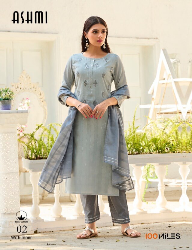 100Miles Ashmi Kurti Pant Dupatta Set Catalog In Wholesale Price. Purchase Full Catalog of 100Miles Ashmi In Wholesale Price Online