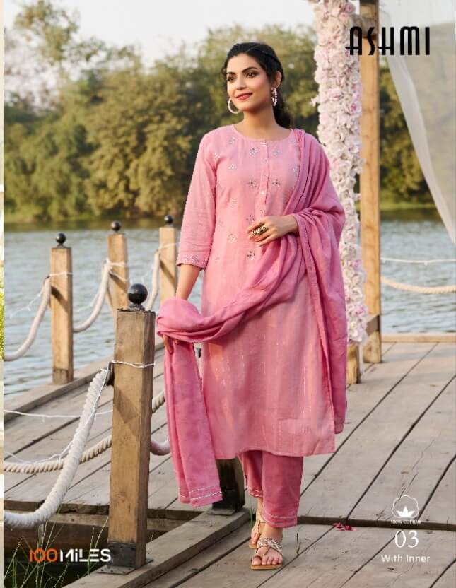 100Miles Ashmi Kurti Pant Dupatta Set Catalog In Wholesale Price. Purchase Full Catalog of 100Miles Ashmi In Wholesale Price Online