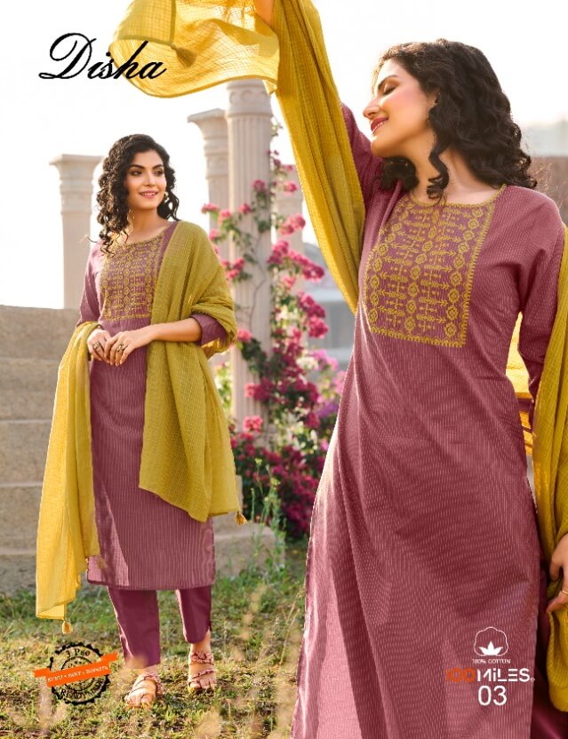 100Miles Disha Kurti Pant Dupatta Set Catalog In Wholesale Price. Purchase Full Catalog of 100miles Disha In Wholesale Price Online