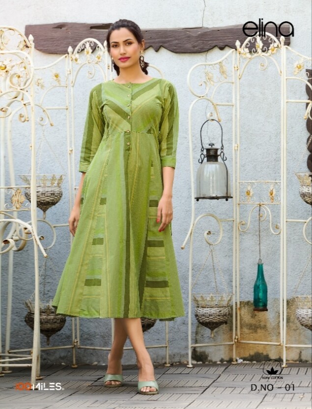 100Miles Elina Casual wear A Line Kurtis Wholesale Catalog, Buy Full Catalog of 100Miles Elina Cotton Partywear Gown 
At Wholesale Price