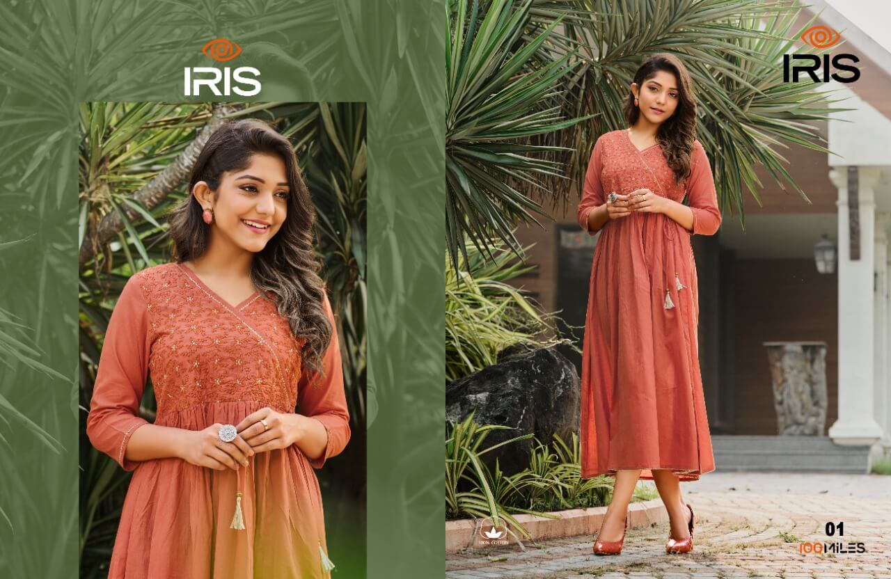 100Miles Iris Cotton Embroidered Long Kurti Wholesale Catalog, Buy Full Catalog of 100Miles Iris Cotton Embroidered Long Kurti At Wholesale Price