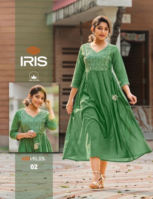 100Miles Iris Cotton Embroidered Long Kurti Wholesale Catalog, Buy Full Catalog of 100Miles Iris Cotton Embroidered Long Kurti At Wholesale Price