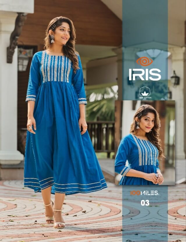 100Miles Iris Cotton Embroidered Long Kurti Wholesale Catalog, Buy Full Catalog of 100Miles Iris Cotton Embroidered Long Kurti At Wholesale Price