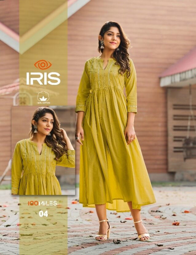 100Miles Iris Cotton Embroidered Long Kurti Wholesale Catalog, Buy Full Catalog of 100Miles Iris Cotton Embroidered Long Kurti At Wholesale Price