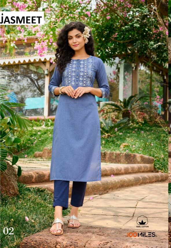 100Miles Jasmeet Straight Cut Kurti In Wholesale Price. Purchase Full Catalog of 100Miles Jasmeet In Wholesale Price Online