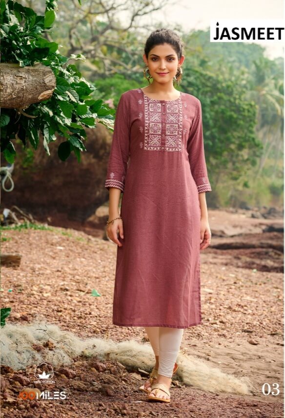 100Miles Jasmeet Straight Cut Kurti In Wholesale Price. Purchase Full Catalog of 100Miles Jasmeet In Wholesale Price Online