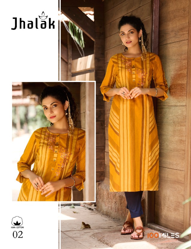 100Miles Jhalak Cotton Kurtis Wholesale Catalog. Purchase Full Catalog of Cotton Kurtis In Wholesale Price Online