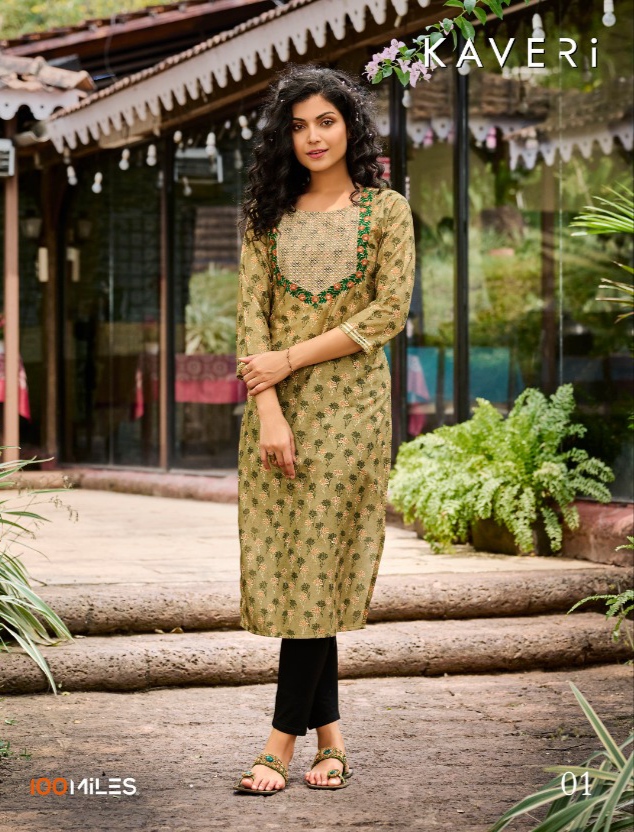 100Miles Kaveri Kurtis Wholesale Catalog