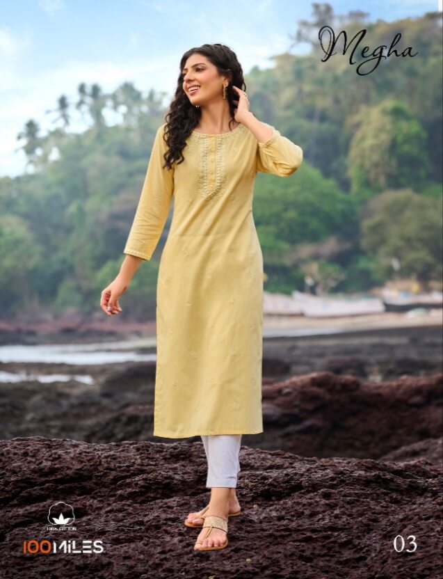 100Miles Megha Linen Cotton Kurti In Wholesale Price. Purchase Full Catalog of 100Miles Megha In Wholesale Price Online