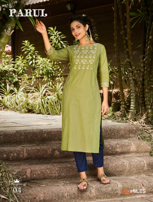 100Miles Parul Cotton Kurtis Wholesale Catalog. Purchase Full Catalog of Cotton Kurtis In Wholesale Price online