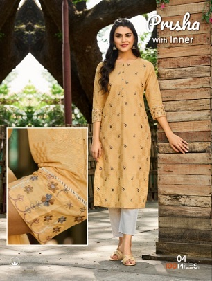 100Miles Prisha Kurtis Wholesale Catalog, Buy Full Catalog of 100Miles Prisha Kurtis At Wholesale Price