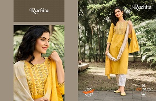 100Miles Rachita Kurta Pant Dupatta Wholesale Catalog