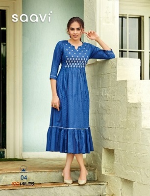 100Miles Saavi Cotton Long Kurtis Wholesale Catalog, Buy Full Catalog of 100Miles Saavi Cotton Long Kurtis At Wholesale Price