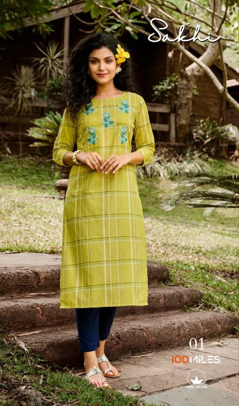 100Miles Sakhi Cotton Kurtis Wholesale Catalog. Purchase Full Catalog Of Cotton Kurtis In Wholesale Price Online