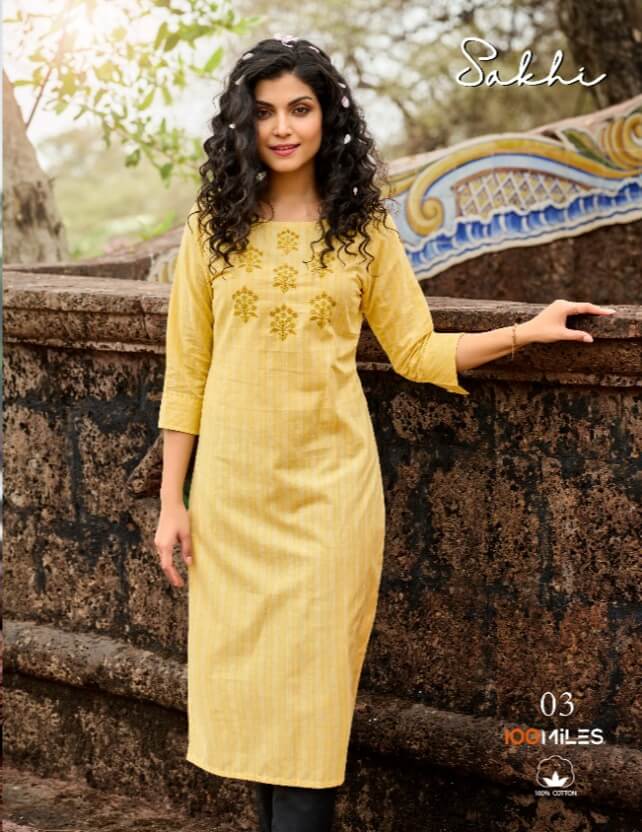 100Miles Sakhi Cotton Kurtis Wholesale Catalog. Purchase Full Catalog Of Cotton Kurtis In Wholesale Price Online