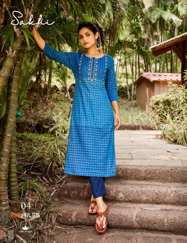 100Miles Sakhi Cotton Kurtis Wholesale Catalog. Purchase Full Catalog Of Cotton Kurtis In Wholesale Price Online