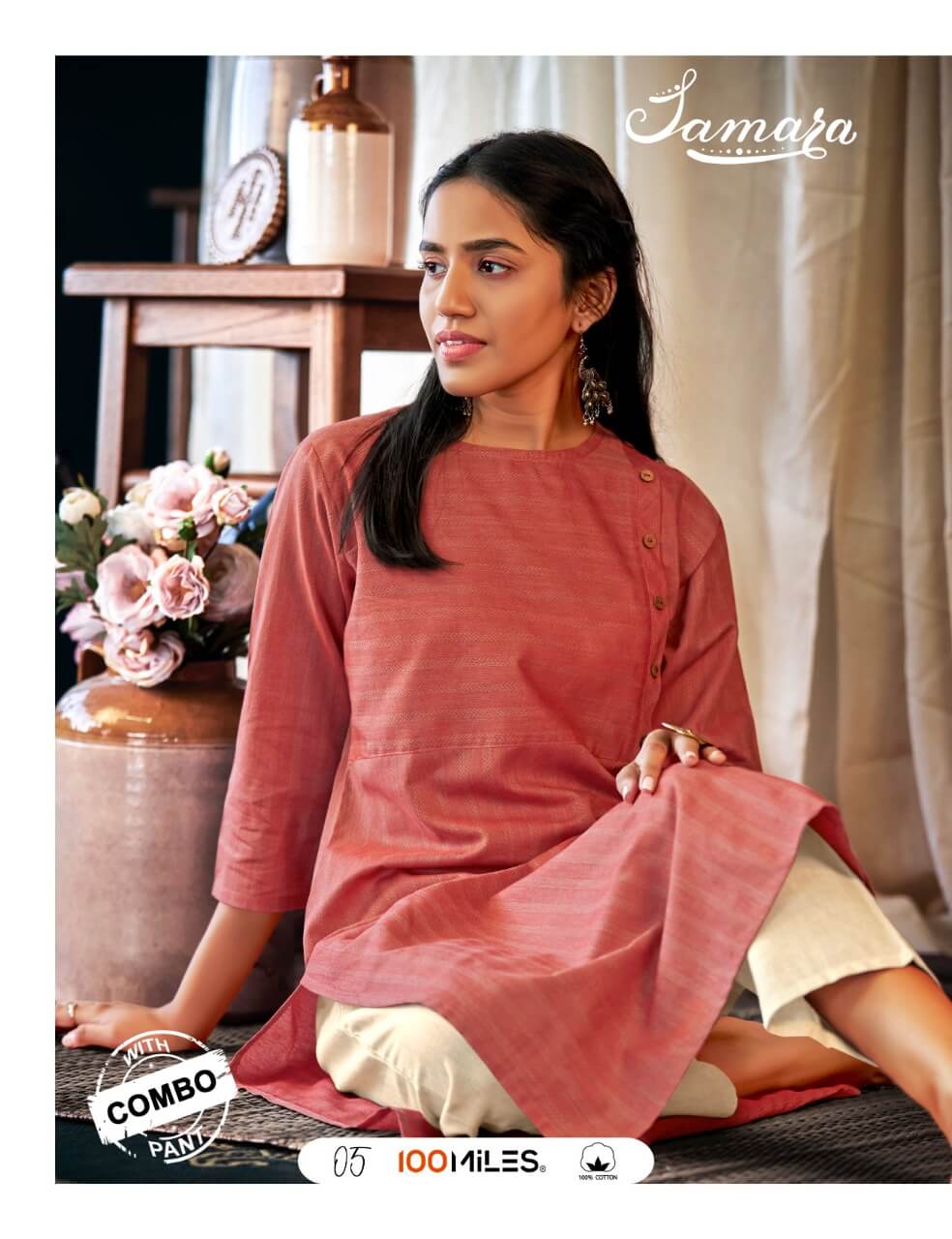 100Miles Samara Kurtis With Pents Wholesale Catalogue. Purchase 100Miles Pattern Cotton Kurtis With Pants in Wholesale price online for Reselling. 100 Miles Six Designs bunch in wholesale rate