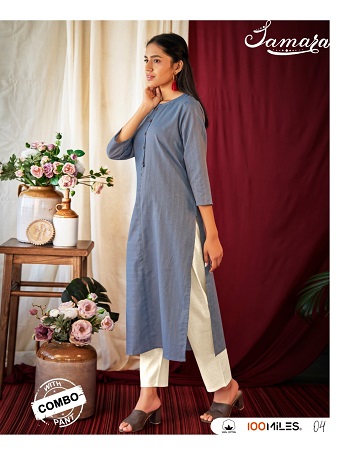 100Miles Samara Kurtis With Pents Wholesale Catalogue. Purchase 100Miles Pattern Cotton Kurtis With Pants in Wholesale price online for Reselling. 100 Miles Six Designs bunch in wholesale rate