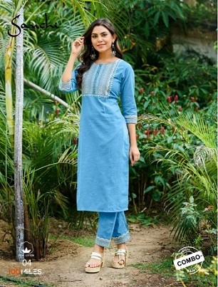 100Miles Sanchi Kurtis With Pants wholesale catalog, Buy Full catalog Of 100Miles Sanchi Kurtis With Pants At wholesale Price