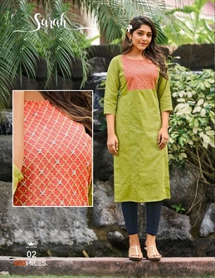 100Miles Sarah Cotton Fancy Kurtis Wholesale Catalog, Buy Full Catalog of 100Miles Sarah Cotton Fancy Kurtis At Wholesale Price