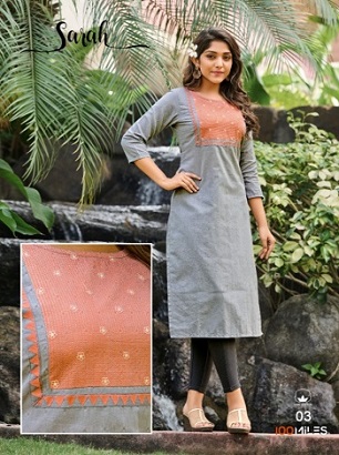 100Miles Sarah Cotton Fancy Kurtis Wholesale Catalog, Buy Full Catalog of 100Miles Sarah Cotton Fancy Kurtis At Wholesale Price