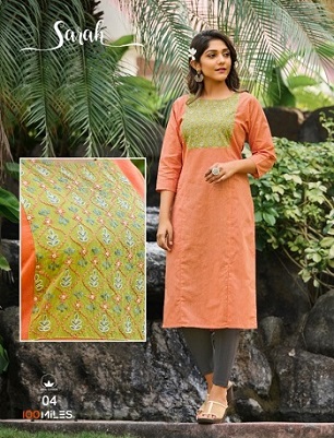 100Miles Sarah Cotton Fancy Kurtis Wholesale Catalog, Buy Full Catalog of 100Miles Sarah Cotton Fancy Kurtis At Wholesale Price