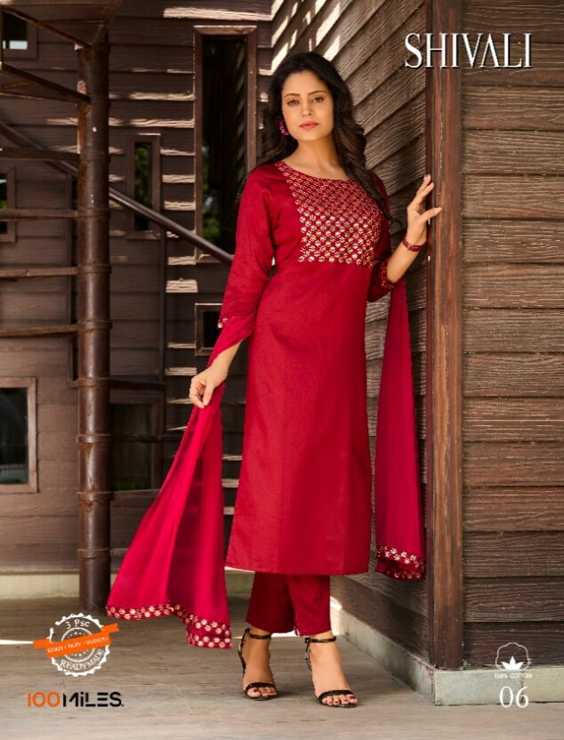 100Miles Shivali Kurti Pant Dupatta Set Wholesale Catalog. Purchase Full Catalog of Kurti Pant Dupatta Set In Wholesale Price Online