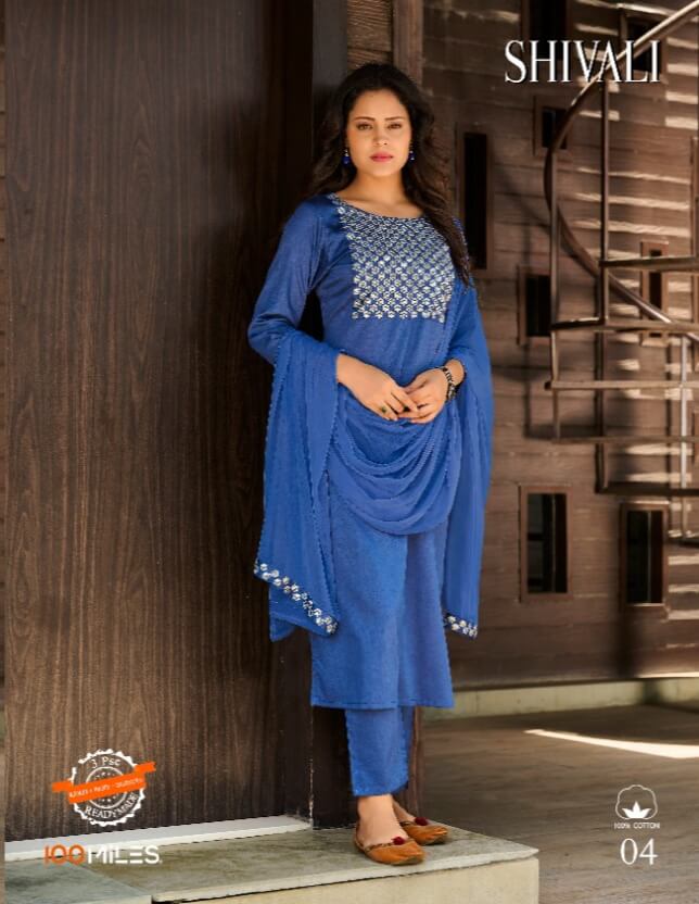 100Miles Shivali Kurti Pant Dupatta Set Wholesale Catalog. Purchase Full Catalog of Kurti Pant Dupatta Set In Wholesale Price Online