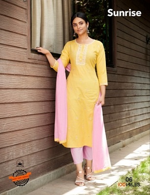 100Miles Sunrise Kurti with Pant And Dupatta wholesale catalog, Buy Full catalog of 100Miles Sunrise Kurti with Pant And Dupatta At wholesal Price