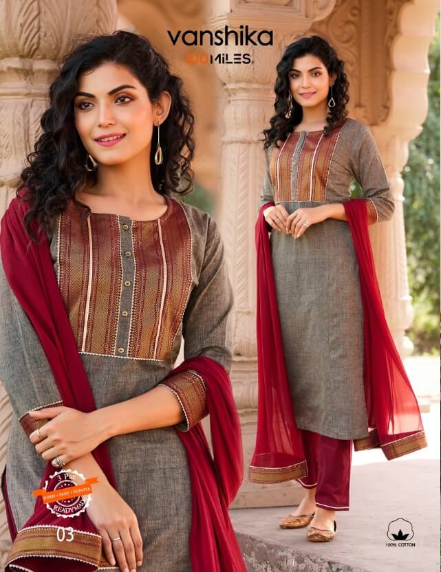 100Miles Vanshika Kurti Pant Dupatta Set Catalog In Wholesale Price, Purchase Full Catalog of 100Miles Vanshika In Wholesale Price Online