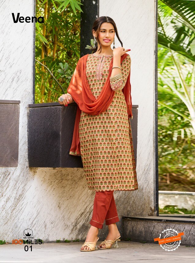 100Miles Veena Kurti Pant Dupatta Set Catalog In Wholesale Price. Purchase Full Catalog of 100Miles Veena In Wholesale price Online