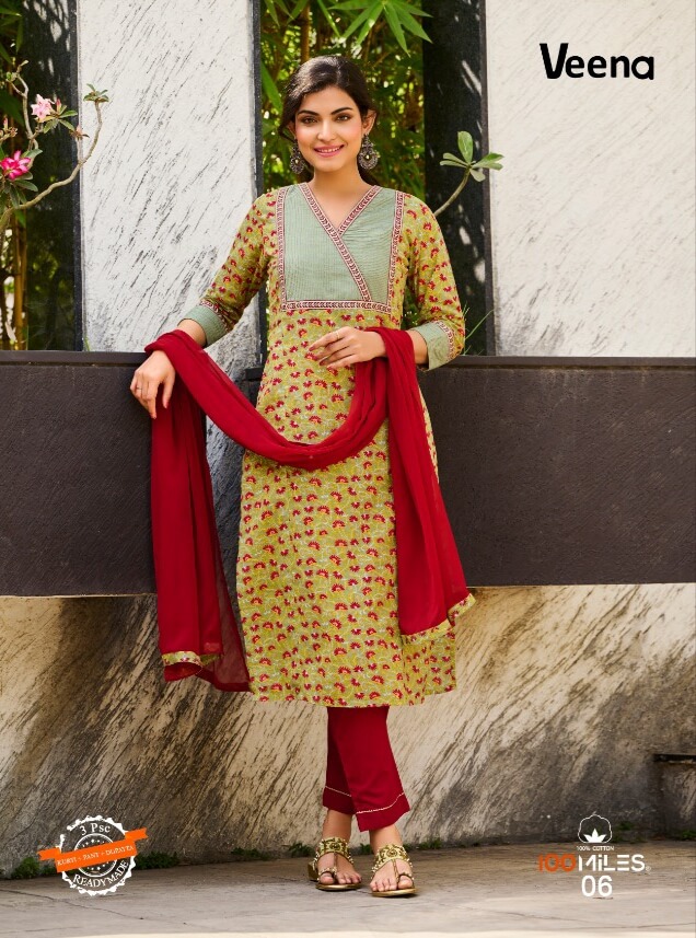 100Miles Veena Kurti Pant Dupatta Set Catalog In Wholesale Price. Purchase Full Catalog of 100Miles Veena In Wholesale price Online