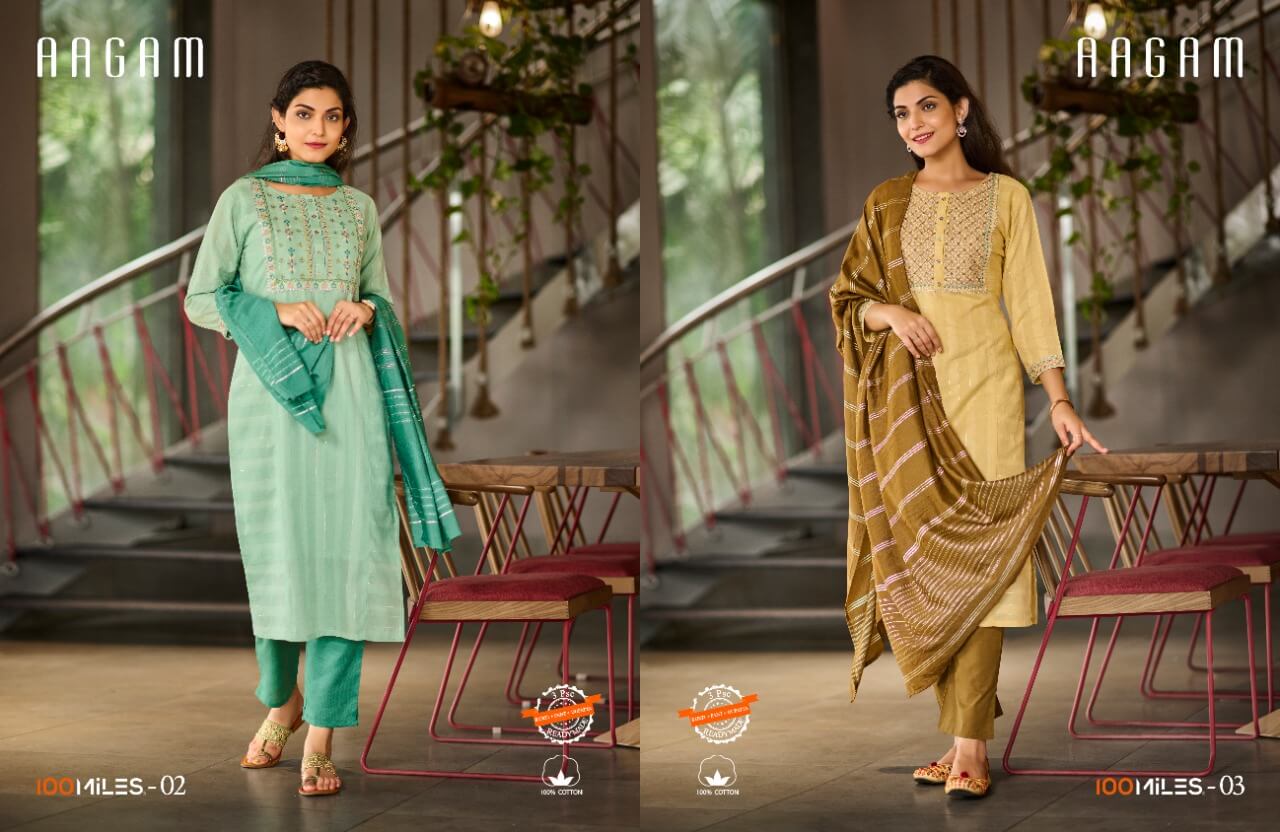 100Miles Aagam Kurti Pant Dupatta Set Wholesale Catalog, Buy 100Miles Aagam Kurti Pant Dupatta Set Full Catalog at Wholesale Price Online