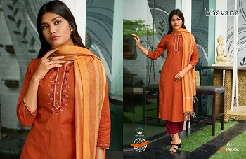 100Miles Bhavana Readymade Dress Collection, Buy 100Miles Bhavana Kurti Pant Dupatta Full Catalog at Wholesale Price