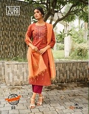 Zuri Readymade Kurti Pant Dupatta Wholesale Catalogue by 100Miles, Readymade Ladies Dress Wholesale Catalog Zuri By 100Miles Brand at Lowest Rate Online