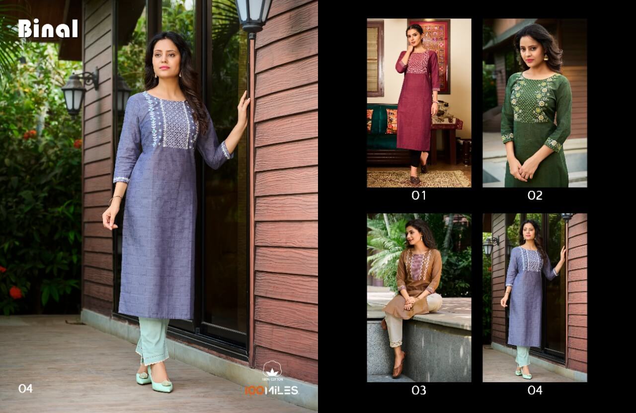 100Miles Binal Cotton Kurtis Wholesale Catalog