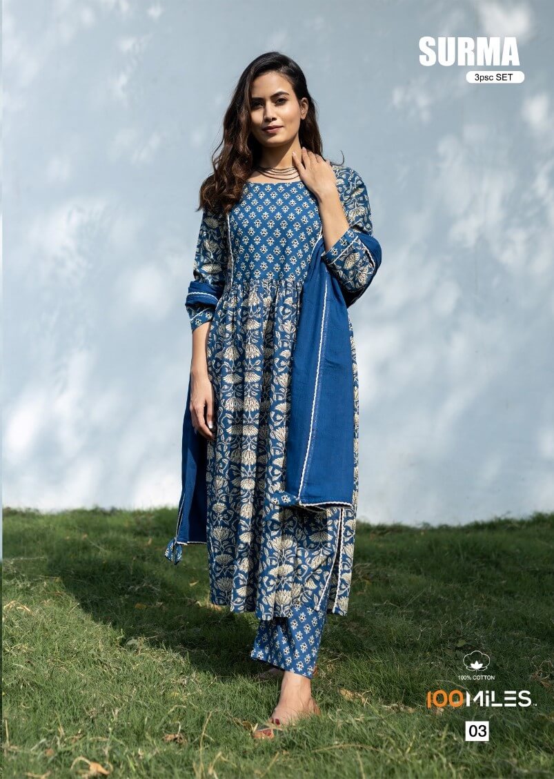 100Miles Surma Cotton Printed Salwar Kameez Catalog, Buy 100Miles Surma Cotton Printed Salwar Kameez Catalog in Wholesale Price Online From Aarvee Creation, Vadodara