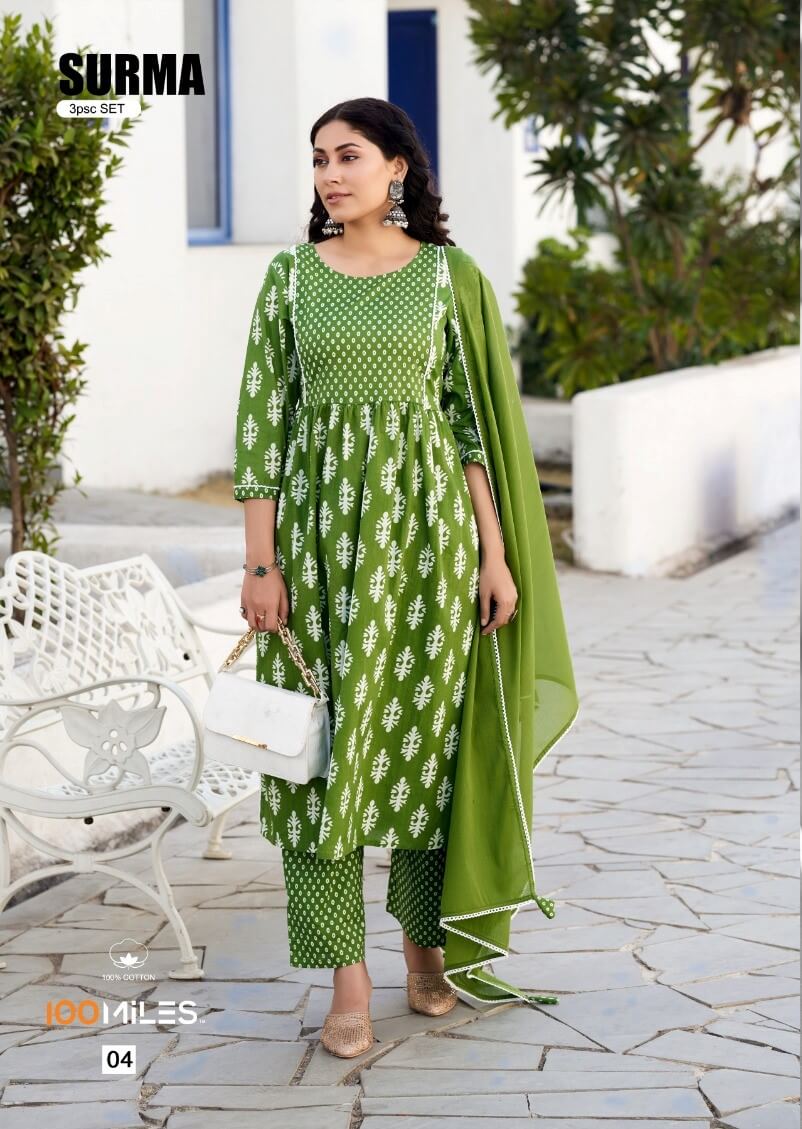 100Miles Surma Cotton Printed Salwar Kameez Catalog, Buy 100Miles Surma Cotton Printed Salwar Kameez Catalog in Wholesale Price Online From Aarvee Creation, Vadodara