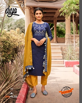 100Miles Kurti Dupatta with Pant Wholesale Catalogue Diya, Diya Ladies Kurta top with Bottom and Dupatta for festive season catalog in wholesale price online