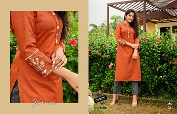 Jhanvi Kurtis With Pants Wholesale Catalogue by 100Miles, Four Colours Buch Of Ladies Kurtis With Pants Catalog Jhanvi by 100Miles