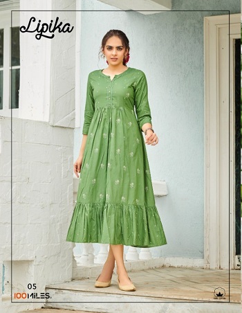 Lipika Long Dress Catalogue of Ladies Long Dress by 100Miles Brand, Giza Cotton Embroidery Work Long Dress Wholesale Catalogue Lipika by 100Miles