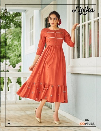 Lipika Long Dress Catalogue of Ladies Long Dress by 100Miles Brand, Giza Cotton Embroidery Work Long Dress Wholesale Catalogue Lipika by 100Miles